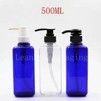 500ML Zils/Caurspīdīgs Plastmasas Pudeles, 500CC Šampūns/Dušas Želeja/Losjons Iepakojumu Pudeles, Tukši Kosmētikas Konteinera (12 GAB/Daudz)