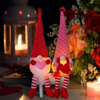 Valentīna Diena Tomte Gnome Rotājumi Roku darbs Plīša Lelle zviedrijas LED Gaismas