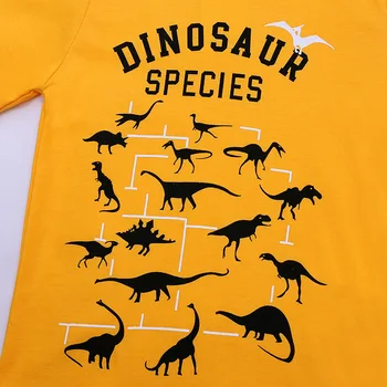 Zēniem ar garām Piedurknēm T-Krekls ar Multfilmas Dinozauru 2-13Y Bērni Lieli, Bērni, Zēni, Topi, t-veida, T Krekls Pavasara Rudens Bērnu Apģērbs