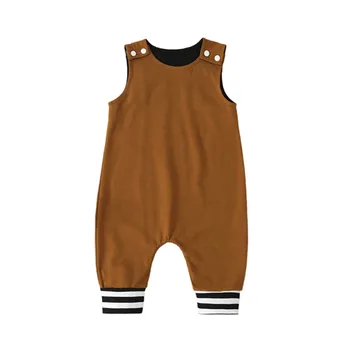 Vasaras Jaundzimušo Bērnu Zēni Meitenes svītrainu apģērbu bez piedurknēm, apaļu kakla Romper kokvilnas bērniem Toddler jauki Jumpsuit vienu gabalu