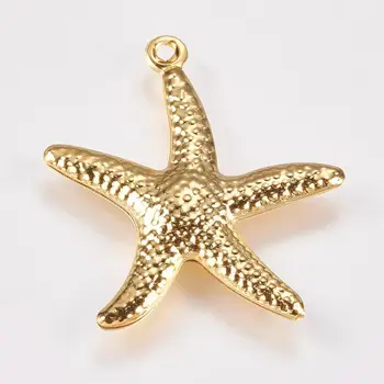 Zelts, Nerūsējošā Tērauda, jūras zvaigzne Piekariņi Par Rotaslietu izgatavošana Metāla Starfish Šarmu Vairumtirdzniecības 50gab