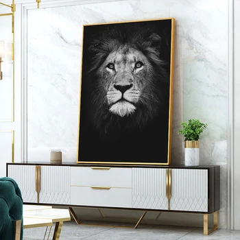 Black White Lion Sienas Mākslas Audekls Gleznošanai Āfrikas Savvaļas Dzīvnieku Plakāti un Sienas Izdrukas, Attēlu, Dzīvojamā Istaba Cuadros Mājas Dekoru