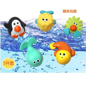 Hooyi 5gab/set Baby Vannas Rotaļlietas Dzīvnieku Peldēt Squirt Rotaļlietas, Ūdens Aerosols Rotaļlietas Plaything Ūdens Bērnu Vannas Baby Vannas Uzvalks 0-2Year