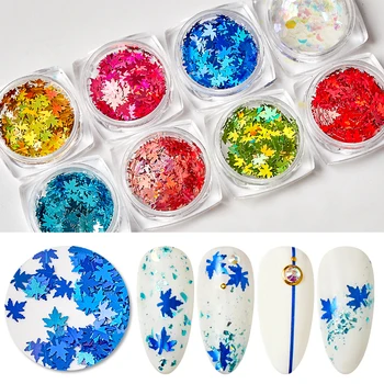 Nagu Folijas Lapu Vizuļi Nails Krāsains Slīpums Nail Art Nail Art Glitter 3D Pārslas, Rotājumi, Nagu Dizainu Piederumi