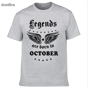 Vīriešu Modes T-krekls Leģendas Ir Dzimis oktobrī Smieklīgi Dzimšanas dienas Dāvanu T Krekls Vīriešu Kokvilnas O - veida Kakla T Krekls Topi, t-veida