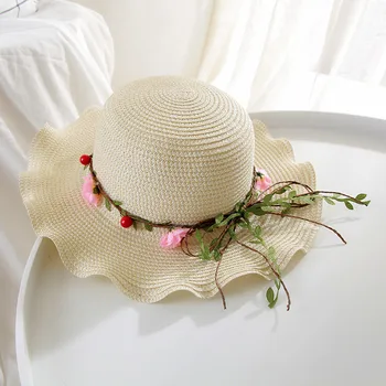 Ziedu Panama Saule Salmu Cepure Sievietēm Šiks Roku Salokāms Roll Up Hat, Fedora Beach Platām Malām Mices Cepuri Sieviešu Vasaras Cepures