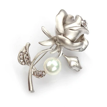 Elegants rožu pērļu imitācijas rožu Sieviešu broša pin rhinestone apģērbu, rotas, apģērbu aksesuāri, rotaslietas kāzu piespraudes