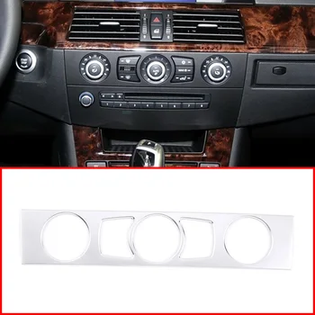 Iekšlietu auto Piederumi BMW 5. Sērijas E60 2004. - 2010. gadam ABS Sudraba plastmasas Konsole, gaisa kondicionēšanas pogu dekoratīvais panelis