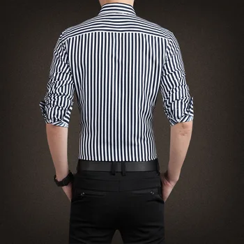 2020. gada Pavasarī, Rudenī Jaunu Zīmolu Vīriešu Krekls Modes Svītraina Kleita Krekli Casual Slim Fit Vīriešu garām Piedurknēm Krekls camisa masculina