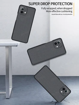 GRMA Sākotnējo Nekustamā Tīra Oglekļa Šķiedras Aizmugurējo Vāciņu Xiaomi Mi 11 Lieta Keramikas Versija Ultra Plānas Triecienizturīgs Telefona Lietu Vāku
