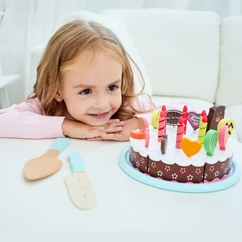 Virtuves Rotaļlietas Kūka Pārtikas DIY Izlikties, Spēlēt Augļu Griešanas Dzimšanas dienu, Rotaļlietas Bērniem, Koka Izglītības Baby kids Dāvanu