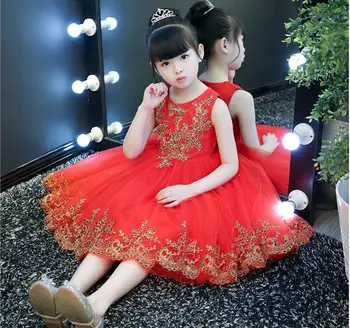 2018. gada vasarā jaunu Eiropas un Amerikas meitenes kleita sarkana princese kleita klavieres kostīmu puķu meitene dzimšanas dienas vakarā kleita tutu