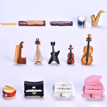 1pc Mini Mūzikas Instrumentu Mikro Ainava Klavierēm, Vijoli, Saksofonu Displejs Pelējuma Leļļu Nams Dekoru, Dāvanu DIY Mājas Apdare