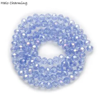 50 Gabals Gaiši Zils AB Krāsu Kristāla Stikla Rondelle Slīpētas Kvarca Pērles, Lai Roku Padarīt Aproces Kaklarotas DIY 4-8mm