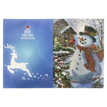 Jaunu Priecīgus Ziemassvētkus Kartes Santa Elk DIY Dimanta Krāsošana Roku darbs Kartes Kārtas Urbt Apsveikuma Kartītes Rhinestones Izšūšana