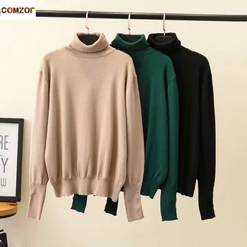 Augstu uzrullētu apkakli džemperis sievietēm ar garām piedurknēm džemperis ar 2019. gada rudenī, džemperis, džemperi sieviešu ikdienas topi, trikotāža apģērbu plus lieluma 3XL