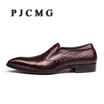 PJCMG Īstas Ādas Vīriešu Kurpes Itālija Zīmolu Mežģīnes-up Sapatilha augstākās Kvalitātes Hombre Biznesa Mokasīni Kleita Chaussure Homme