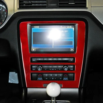 Auto Oglekļa Šķiedras Uzlīmes, Centrālā Navegation Kontroles CD Paneļa Vāku Apdares Interjera Dekorēšanas Uzlīme Ford Mustang 2009. - 2013. gadam