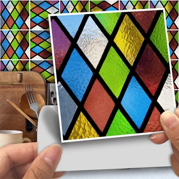 Akcijā! Multicolour Tapetes 10X10cm 3D tapešu Ūdensizturīgs Sienu Papīra Dekori Vannas Istabas, Virtuves, viesistabas Wallpap