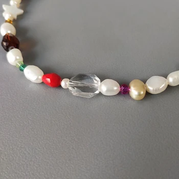 Roku darbs Bohēmijas Krāsainu Kristālu Kaklarota sievietēm īstu pērli piederumi украшения 2020. gadam бижутерия подарки на новый год meitene