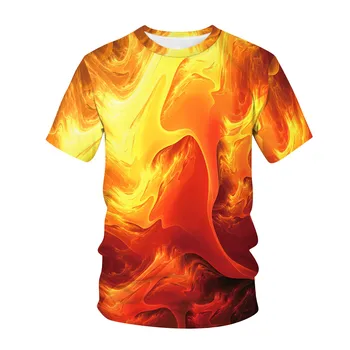 Vasaras Atdzist Karstā Pārdošanas Vīriešu T-krekls Liesmas Print Muskuļu Vīriešu Personības Gadījuma Iela Ērti Top#g30