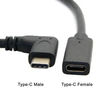 0.3 Metri Atgriezeniska Dizaina C Tipa USB 3.1 90 grādu Vīriešu USB-C Female Extension Datu Kabeli Paplašinātāju Vadu Universālā