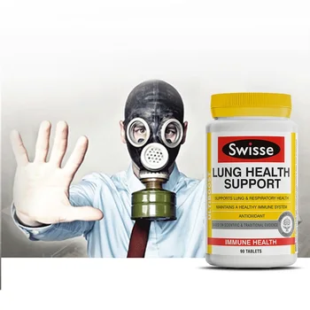 Swisse Plaušu Elpošanas ceļu Veselībai, Vitamīni Garšaugi Atbalsta Veselīgu Imūnsistēmas 90Tablets Antioksidantu Atbalstu Nomierinošas Expectorant