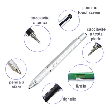 Daudzfunkcionāls lineāls, Pildspalva līmenī TOUCH 6 IN 1 skrūvgriezi rīku df 99 S0584 nosūtītās no Itālijas