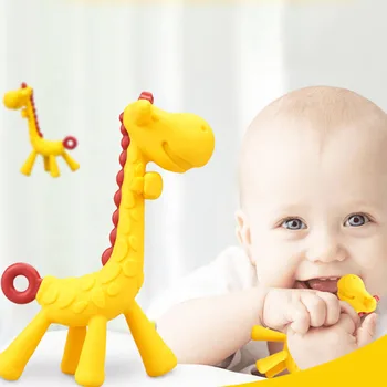Karikatūra Žirafes Formas Bērnu Teether Silikona BPA Free Zīdaiņu Zobu Rotaļlieta, Jauns Kaklarota Karājas Rotaļlietas Bērnu Aktivitātes