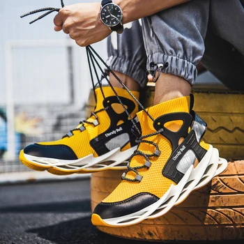 Jaunu Gadījuma Vīriešu Kurpes Lidot-teksturētu Modes Čības Asmeni Apakšā Elpojošs Pieauga High Top Zeķes, Kurpes, izturīga Sneaker