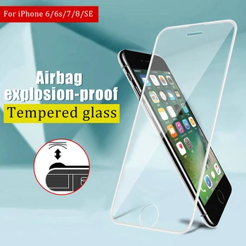 Drošības spilvens Malas Rūdīts stikls iPhone 8 7 6 6s Ekrāna Aizsargs, Stikla iPhone 6S SE2020 Rūdīts Stikls Filmas i6 i7 i8 i6s
