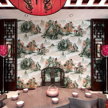 2020 Jaunu Ķīniešu Stilā Senā Stilā, Tintes ainavu Tējas Istaba Dzīvojamā Istaba Mācību Telpa, TV Fona Sienas Tapetes Mājas Dekoru