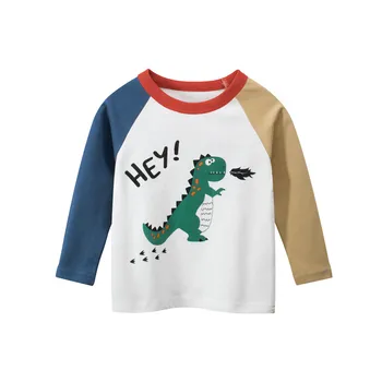 Jaunu Zīmolu Rudens Pavasara Zēni Dinozauru T krekli ar garām Piedurknēm Modes Bērnu Kokvilnas Apģērbs Bērniem, Topi