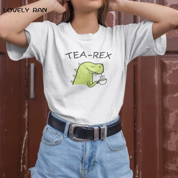 Melns Burts Zaļā Dinozauru Iespiesti Sieviešu T-Krekls Ar Īsām Piedurknēm Boyfriend Stila Konfektes Krāsu Gadījuma O-Veida Kakla Topi Mīļotājiem Tees Vasaras