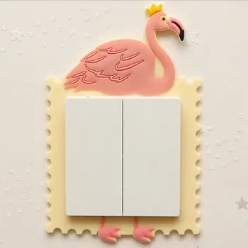 Karikatūra Dzīvnieku Unicorn Flamingo Slēdzis vāciņu Istabas Interjeru 3D Silikona On-off Slēdzis Uzlīmes, Gaismas Slēdzis Izplūdes Sienas Uzlīme