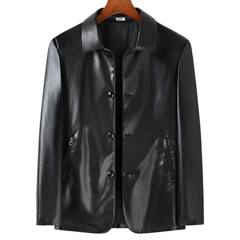Vīriešu vējjaka jaka 7XL augstas kvalitātes mākslīgās ādas motociklu jaka PU atloks modes jaka. (lielgabarīta plus lieluma)