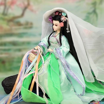 Laimi dienas lelle Austrumiem, Ķīnas lelle Chenyu zaļā kleita meitene, tostarp drēbes stāv kurpju kastē bjd par 34cm rotaļlietas