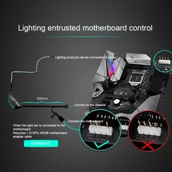 550mm Mātesplati Pilnu Krāsu Spektru Adresējama Kontrolieris Digitālā RGB 3Pin LED Gaismas Sloksne DATORA 5v Saliktas Elastīgu Montāžas