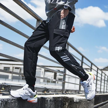 Vīriešu apģērbu Daudzām Kabatām Kravas Bikses Vīriešu Harajuku Hip Hop Sweatpant Vīriešu Joggers Dziesmu Bikses Streetwear michalkova