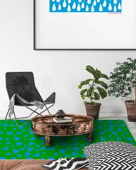 Agatha Ruiz de la Prada Vinila Segas Pamata Izdrukas, Zaļā un Zilā, Sirdis-dzīvojamās istabas paklājs, paklāji