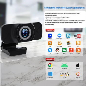 Webcam Hd Tīmekļa Kamera, 1080P Usb Skaņas Absorbējošu Mikrofons mācību video zvana darba sanāksme internetā