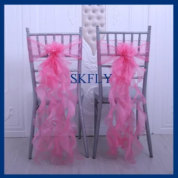 CH098R daudz krāsu, pasūtījuma izgatavotu kāzu dekorēšana balts ziloņkaula gaiši rozā ceriņu violeta organza cirtaini vītolu frilly krēslu vērtnes