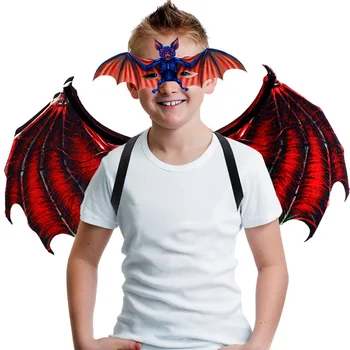 Biedējošu Bat Vampīru Maska un Spārnu Komplekti Halloween Mardi Gras Tēmu Puse, Kostīmu Cosplay Aksesuārus Apdare, lielie Bērni