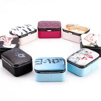 Portatīvo rotaslietas kaste, kas satur Eiropas un Amerikas krāsu drukas gudrs ceļojumu auskari auskari, gredzens, rotaslietas kaste