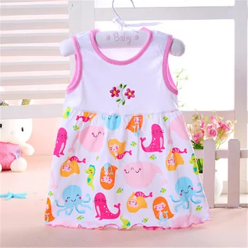 Modes Infant Baby Girl Dress Kokvilnas Regulāri Bez Piedurknēm Kleitas Ikdienas Apģērbu Par Bērnu 0-24 M
