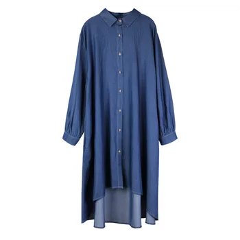 Max LuLu Korejas Dizaineris Stila Pavasara Apģērbu, Sieviešu Vintage Zilās Džinsa Kreklus, Dāmas Zaudēt Ilgi, Blūzes, Sieviešu Lielgabarīta Topi
