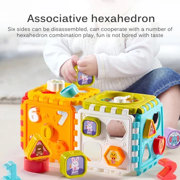 Bērnu 0-1 Gadi Rotaļlieta Puzzle Celtniecības Bloku Forma Matching Hexahedron Ar Numuriem Grafikas Izziņas Baby Zēns Meitene