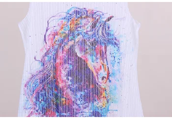 Modes Grafiti unicorn zirgu drukāt dāmas topi 2016 jaunākās dizaina sieviešu vasaras kleitas, moderns meiteņu top tees piliens kuģis