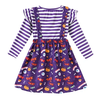 Halloween Meiteņu Apģērbu Komplekti Rudens Modes Svītrains Džemperis Un Īsi Svārki Meitenei Piestāv Dzimšanas Dienas Dāvana 2-6 Gadiem, Bērniem Drēbes