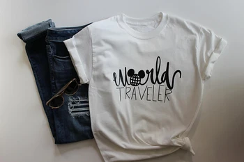 Vasaras Stilīgs Kokvilnas Balts Tee pasaules ceļotājs Grafiskais Tumblr T-Krekls ar Īsām Piedurknēm Grunge Dāmas Saukli Tautas Tērpi topi